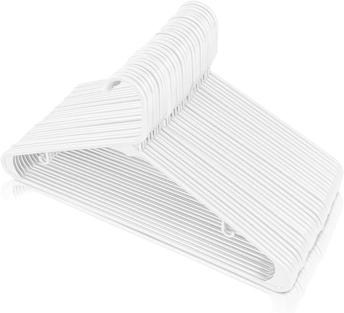 Utopia Home Plastic Hangers 200 Pack – Built-in Strap Hooks White | Space saving | Durable & strong | Closet organizer | Clothes hangers | Ideal for shirts, pants, skirts & coats