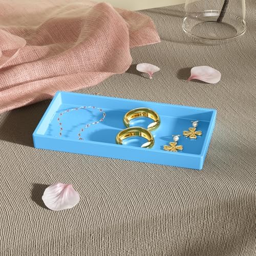 Vanity and Bathroom Tray, 7.7" ABS Countertop Organizer,Waterproof Vanity Tray for Toilet Tank,Perfume,Soap,Keys,Bathroo