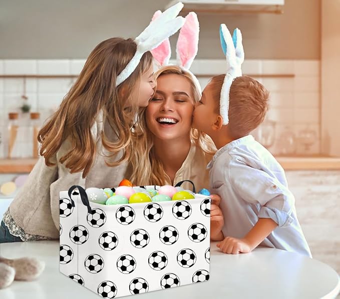 Rectangular Soccer Basket Kids Baby Storage Basket Cute Kids Toy Storage Bin Organizer Shelf Book Room Decor(Soccers)