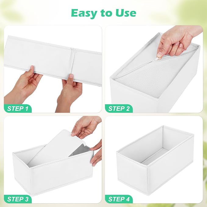 Drawer Clothing Organizer 16-Pack, White 3 Sizes Underwear Drawer Dividers, Fabric Folding Wardrobe Organizer, Can Store Baby Clothes, Bras, Underwear, Panties, Belts, Socks, Ties