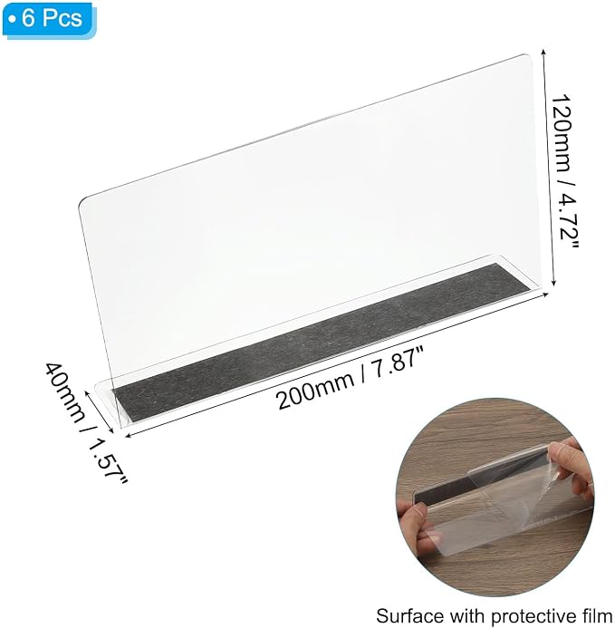 PATIKIL 6 Pack Shelf Dividers for Closet Organization, 7.9x1.57x4.7 Acrylic Magnetic Closets Separator Kitchen Cabinet Shelves Under Bed Blocker for Bedroom Kitchen Office, Clear