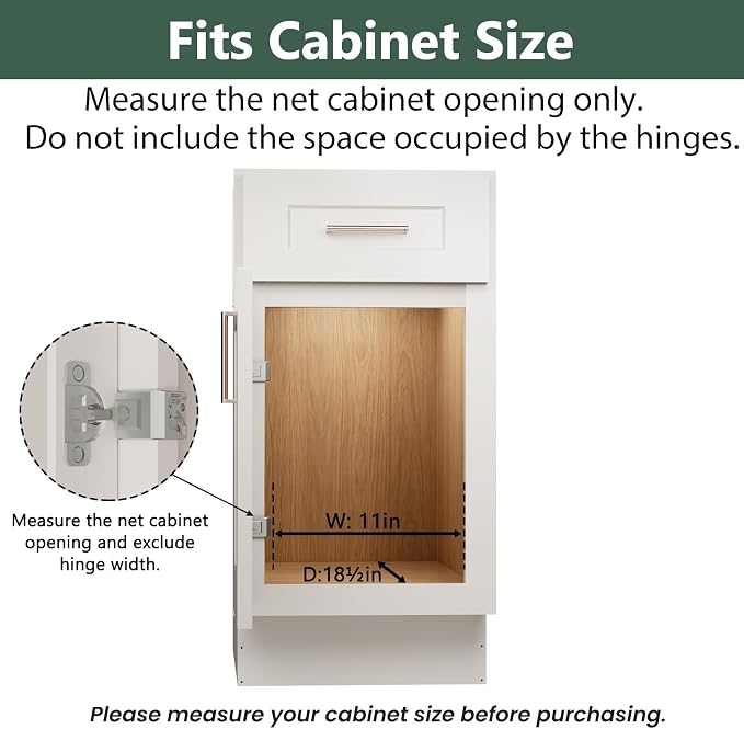 LOVMOR 2 Tier Individual Pull Out Cabinet Organizer 11"W x 21"D, Slide Out Kitchen Cabinet Storage Sliding Shelves
