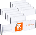 Lifewit 10 Pack Upgrade Drawer Dividers for Clothes, 4" High 11-17" Adjustable Dresser Drawer Organizers, Expandable White Plastic Drawer Separators for Kitchen, Nursery, Office Organization & Storage