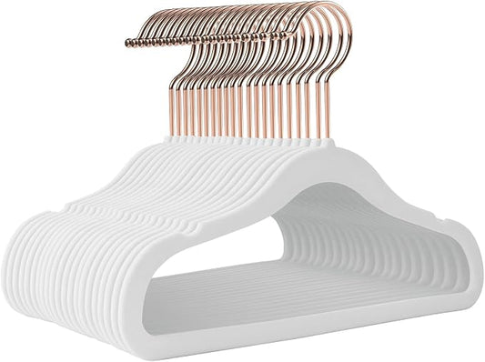 Velvet Kids Hangers,14 Inch 50 Pack White Velvet Baby Hangers | Durable,Space Saving,Non-slip,For Baby/Infant/Toddler