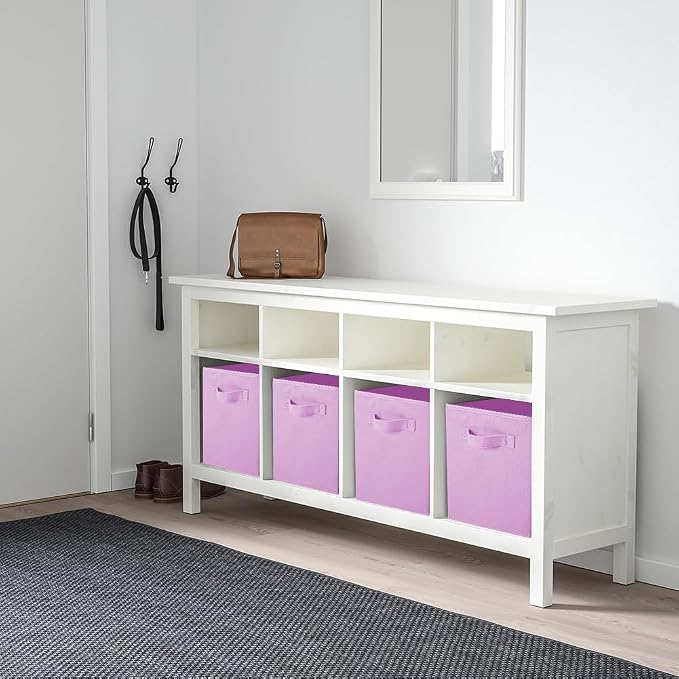 PowerKing Collapsible Storage Cubes with Handles, Fabric Foldable Bins for Closet Shelves, Durable Organization Storage Bins, 10.5'' x 11'' x 10.5'', 6 Pack, Pink