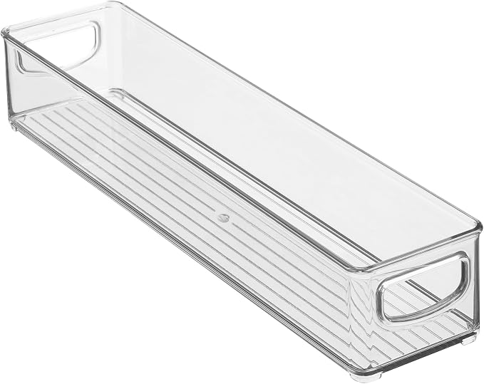 iDesign Slim Clear Plastic Storage Bin Organizer, Extra Long Narrow | Stackable, For Kitchen and Pantry
