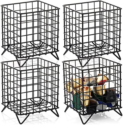 Zubebe 4 Pcs Coffee Pod Holder Large Capacity Coffee Pod Basket Wire Organizer Capsule Cages Metal Storage Capsule Baske
