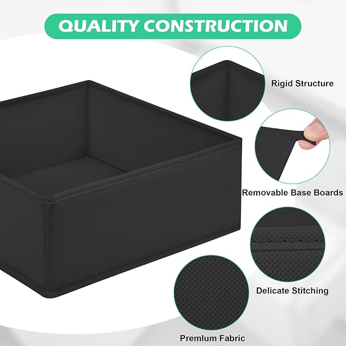 Drawer Clothes Organizer 16-Pack, Black 3 Sizes Underwear Drawer Dividers, Fabric Folding Wardrobe Organizer, Can Store Baby Clothes, Bras, Underwear, Panties, Belts, Socks, Ties