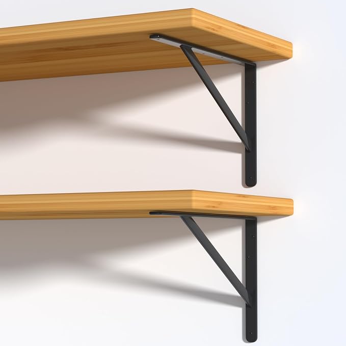 32 Pack L11 x H 8" Black Heavy Duty Shelf Brackets with Screws Metal Shelf Brackets Shelf Support Angle Brackets for Shelves L Brackets Heavy Duty Floating Shelf