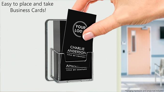 Marketing Holders Business Card Holder Wall Mount for 2" x 3.5" Vertical Reminder Cards Hanging Hardware Included Use for Consultant Firms Hotels Resorts Spas Concierge Schools Sturdy Clear