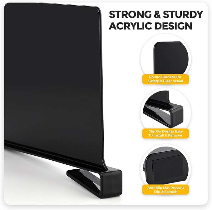 Matte Black Acrylic Shelf Dividers for Closets Organizer & Storage,12 Pack | Adjustable Vertical Wood Shelf Closet Separators, Keep Clean, for Clothes,Book,Bags, in Bedroom and Kitchen