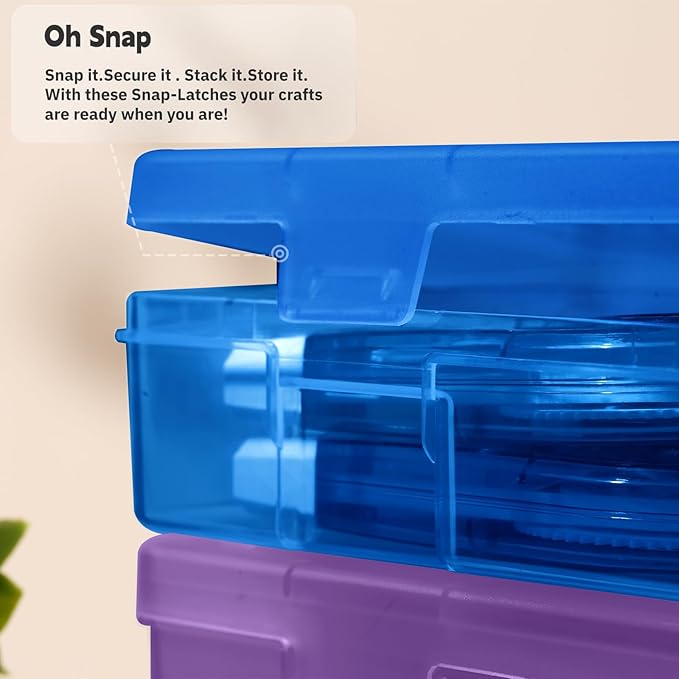 novelinks Plastic Pencil Boxes and Small Plastic Containers with Lids | 6 Pack, Large Color, Large Capacity Pencil Case, Small Storage Containers, Cookie Cutter Storage, Knitting Needle Organizer