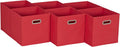 Household Essentials Foldable Fabric Storage Cubes 6-Pack – 11x11x11 Stackable Non-Woven Bins with Chipboard Sides & Grommet Handles – Closet, Shelf, Nursery, or Office Organizer – Regal Red