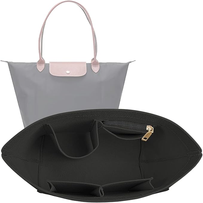 Lckaey Purse Organizer Insert for Le Pliage Handbags Insert Organizer- Felt Organizer 1012black2-M