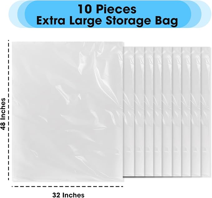 Besti Large Clear Plastic Bags – 10-Pcs 32x48-inch Extra Large Storage Bags – Packing Bags for Suitcases, Luggage, Large Items – Heavy-Duty Moving Bags for Protection and Storage