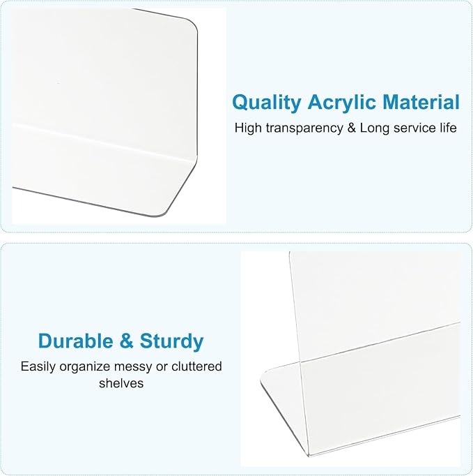 PATIKIL 6 Pack Shelf Dividers for Closet Organization, 13.8x1.57x2.4 Acrylic Closets Separator Kitchen Cabinet Shelves Under Bed Blocker for Bedroom Kitchen Office, Clear