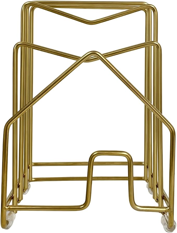 Pot Lid Organizer Cutting Board Holder Inside Cabinet 304 Stainless Steel Pot and Pan Organizer Under Cabinet Cover Cookie Sheet Bakeware Serving Tray Cooling Rack Stand Kitchen Countertop Matte Gold