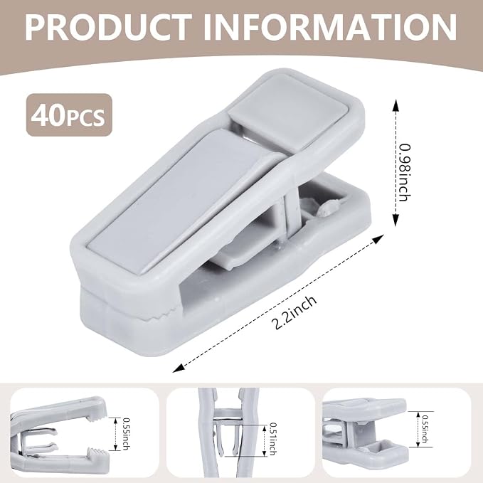 KISEER 40 Pcs Plastic Baby Hanger Clips Slim-line Finger Clips Set for Clothes Hanger Velvet Hanger (Grey)