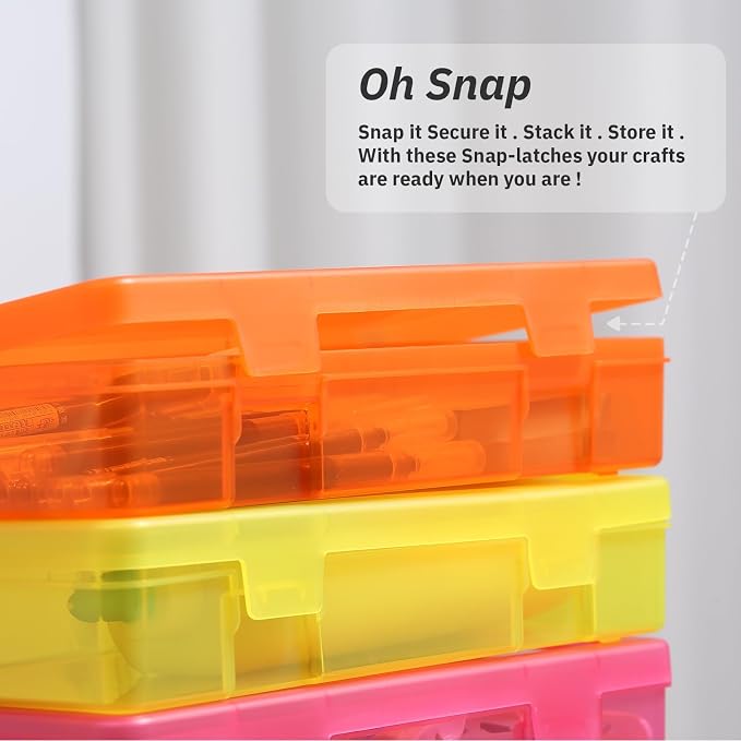 novelinks Clear Pencil Box and Small Plastic Storage Containers with Lids | 9 Pack, Medium Color, Plastic Pencil Boxes, Board Game Storage Containers, Task Boxes for Special Education, Mini Organizer