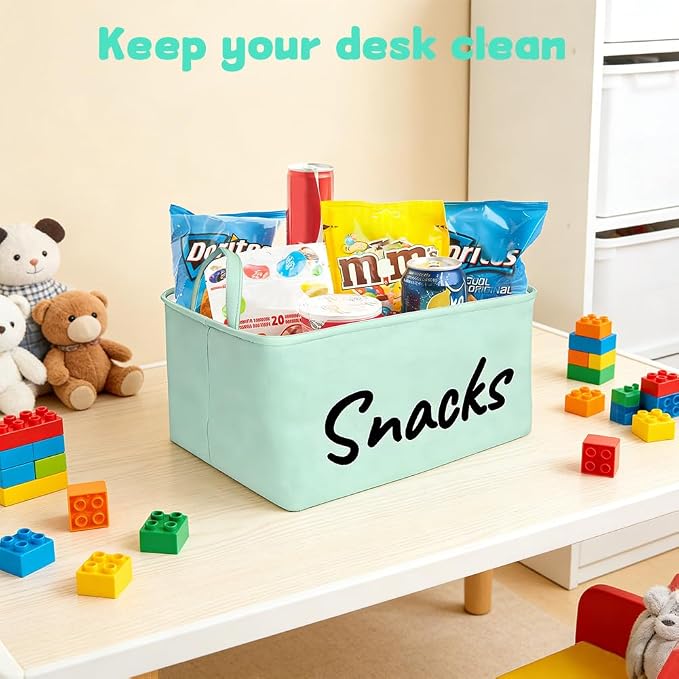 Snack Organizer Basket for Home Office: Snack Bin for Pantry (Green)