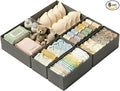 Drawer Organizer for Clothes & Underwear - 6-Pack Fabric Storage Bins with Zipper Bottom | Bra Drawer Organizer & Sock Organizer for Dresser - Foldable Baby Clothes Organizer Set, Grey