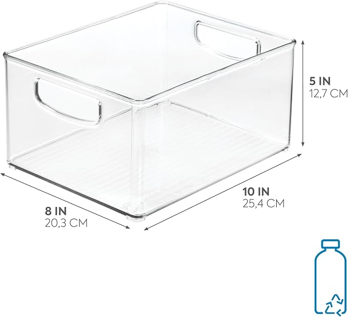 iDesign Stackable Storage Bin with Handles, Clear | Organize Pantry, Fridge, or Freezer, Made in USA
