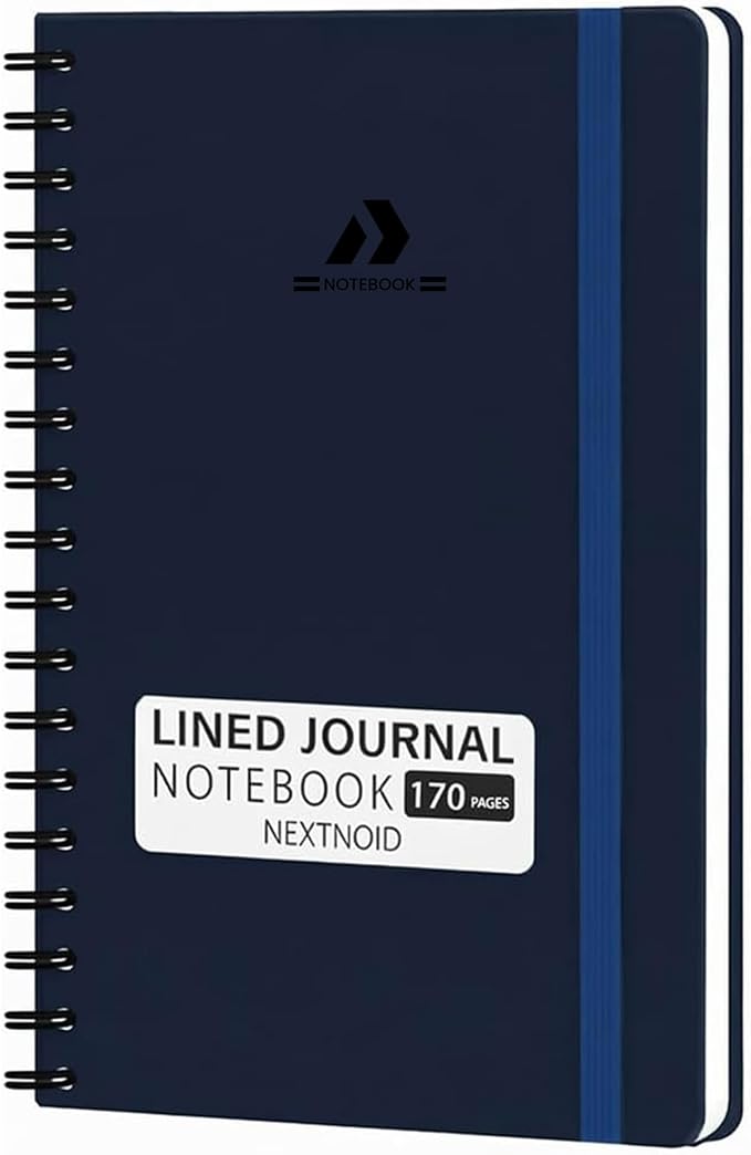 Nextnoid Lined Spiral Notebook Journal For Women & Men - A5(5.8" x 8.3") 170 Pages, Hardcover Notebooks for Work & Note Taking, College Ruled Journals for Writing - Navy