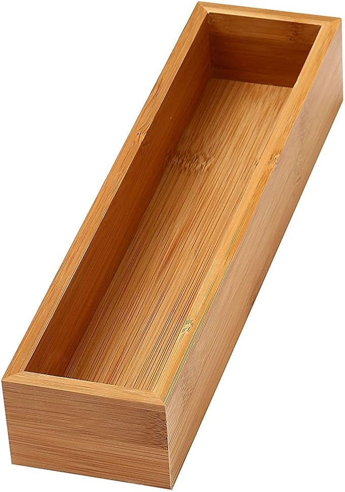 YBM HOME Bamboo Drawer Organizer Box Multi-Use Storage for Junk Drawer, Office, Home, Kitchen, Bedroom, Children Room, Craft, Sewing, and Bathroom, 3x12x2 Inch