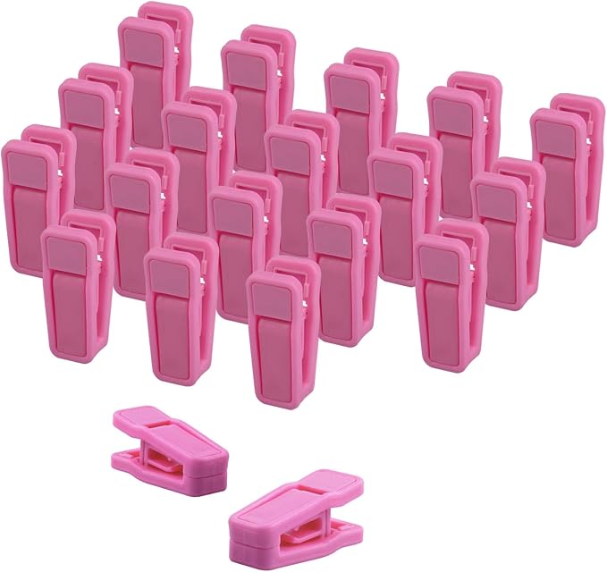 Premium Heavy Duty ABS Plastic Slim-line Hanger Set of Finger Clips for Velvet Hangers - 20 Pack (Pink)