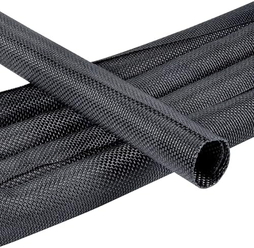 Black Split Braided Cable 1/2inch -12Feet Management Sleeves