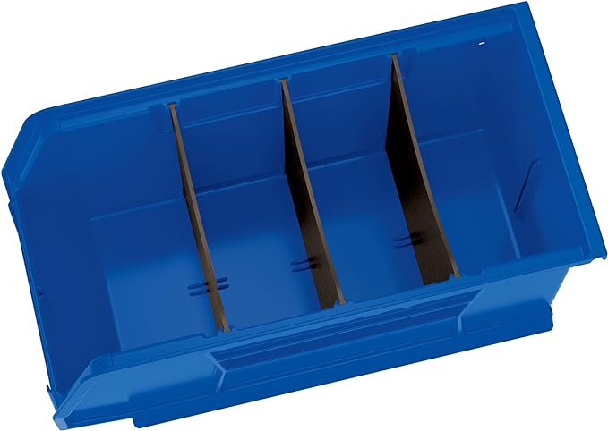 Akro-Mils 41230 Plastic Width Dividers for AkroBins Stackable Storage Bins Model 30230, Custom Storage Inserts for Tools, Crafts & Supplies, 6-Pack, Black