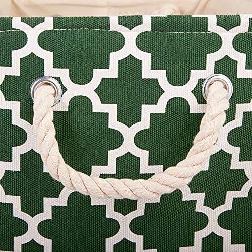 DII Polyester Container with Handles, Lattice Storage Bin, Medium, Hunter Green