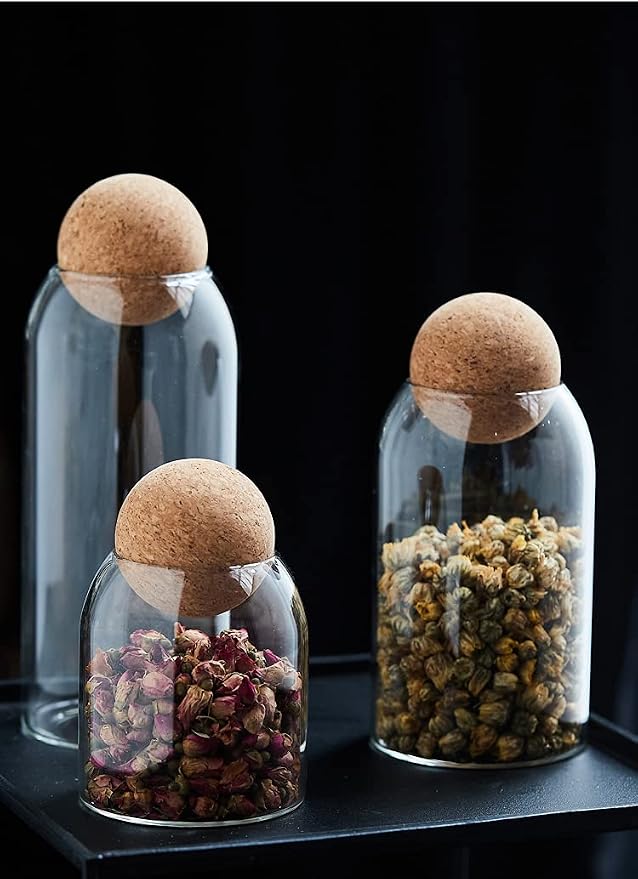 Glass Jar with Wood Lid Ball Jar Food Storage Container Clear Candy Jars Food Storage Canister Sugar Coffee Tea Beans Spice Salt Storage 3 Pcs