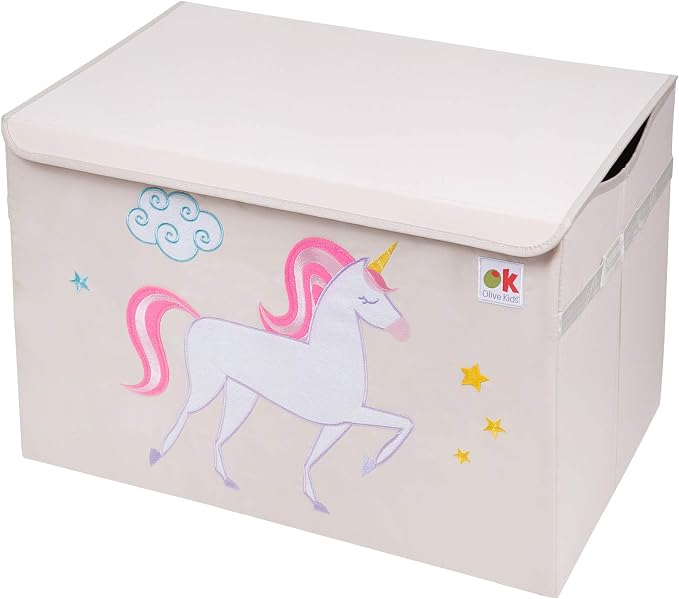 Wildkin Kids Fabric Toy Chest – Sturdy Storage Box w/Handle for Toys & Supplies - Unicorn