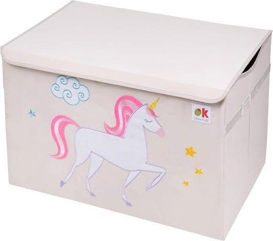 Wildkin Kids Fabric Toy Chest – Sturdy Storage Box w/Handle for Toys & Supplies - Unicorn