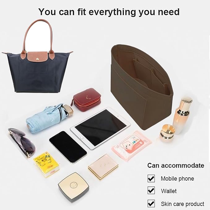 Lckaey Purse Organizer Insert for Longchamp Le Pliage Neo Handbags Insert Organizer 1012coffee-M