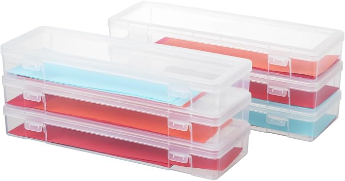 6 Pack Large Plastic Hobby Art Craft Organizer,Storage Containers | Stackable Design, Clear, Latching Lid, High-Grade Material, for Pencil Box, for Crayon