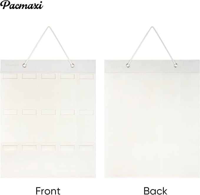 PACMAXI Sunglasses Storage Organizer, Wall Pocket Mounted by Sunglasses, Hanging Eyeglasses Storage Holder, Eyewear Display. (Ivory white, 15 Slot)
