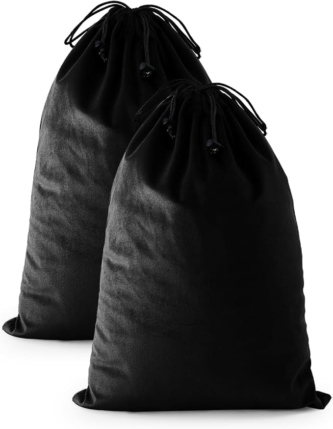 2 Pcs Shoe Bags for Travel, Dust Velvet Bags, Black Beauty, 17.3x12.6 Inch | Washable & Reusable Travel Shoe Bags, Dustproof Shoe Bags with Drawstring Closure, Suitable for Travel, Home Storage