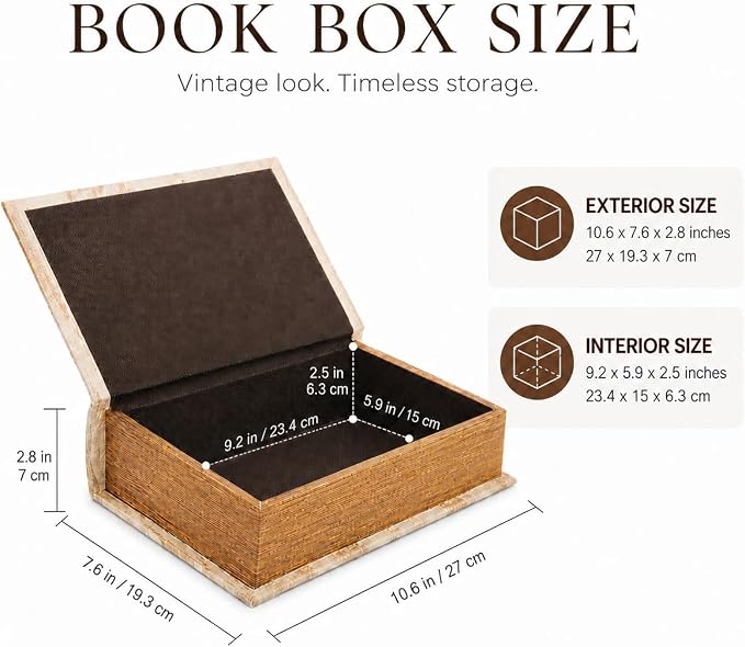PACOLO Decorative Book Boxes, Faux Wood with Magnetic cover Storage for Hidden Jewelry, Money, and Cash (Lunar Eclipse)