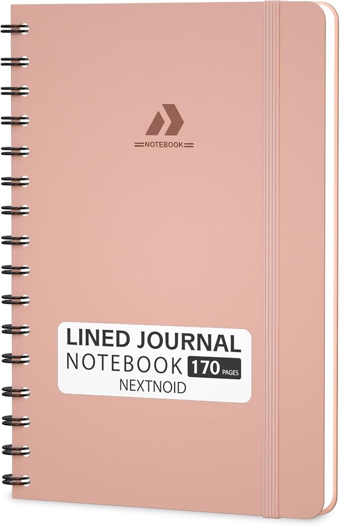 Nextnoid Lined Spiral Notebook Journal For Women & Men - A5(5.8" x 8.3") 170 Pages, Hardcover Notebooks for Work & Note Taking, College Ruled Journals for Writing - Pink