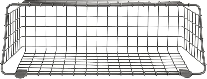 Spectrum Extra Large Wire Wall Mount Storage Basket Industrial Gray, Vintage Wire Basket Wall Mount Organizer Modern for Pantry Kitchen and Bath, Versatile Wall Mount Storage Basket Wire Caddy
