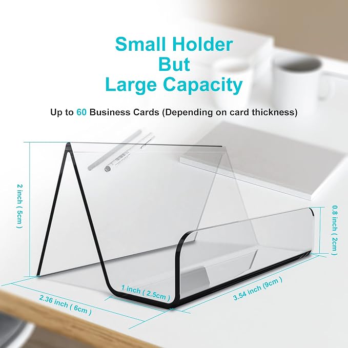 Boloyo Acrylic Business Card Holder for Desk , 6PC Business Card Display Stand Desktop Name Card Organizer Capacity 60 Cards