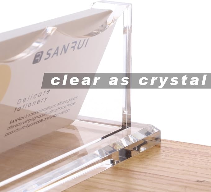 SANRUI Clear Horizontal Business Card Holder Stand for Desk, Acrylic Desktop Display Name Cards Holders Organizer Storage Rack,for Exhibition, Home, Office,1 Tier 1 Pocket, 60 Card Capacity
