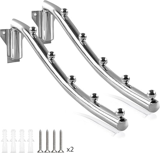 Wall Mount Clothes Hanger, Laundry Hanger Dryer Rack Foldable, Stainless Steel Wall Clothes Coat Hanger Rack Clothes Hook with Swing Arm Holder for Clothing Hanging System Closet Storage Organizer