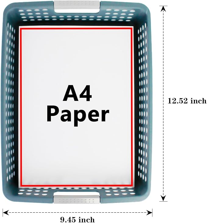 Soddeph A4 Paper Trays for Classroom with Grip Handles,Book Baskets for Library, Drawers, Office, Home,Desk,Turn in Trays Classroom Plastic Storage Baskets