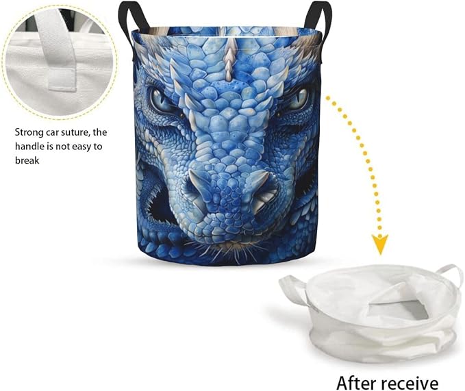 Blue Dragon Laundry Basket,Laundry Hamper,Collapsible Storage Bin, Oxford Fabric Clothes Baskets,Nursery Hamper For Home,Office,Dorm,Gift Basket