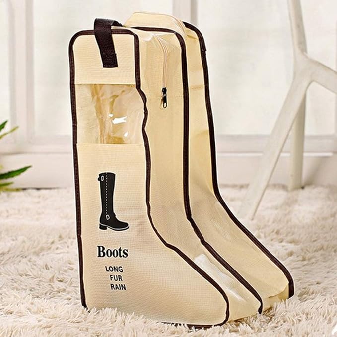 Portable 2 Pack Boots Storage,Tall Boots Storage/Protector Bag, Boots Cover (Beige)