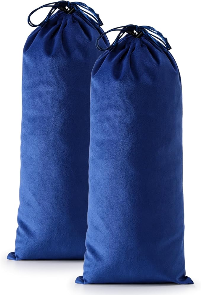 2 Pcs Single Shoe Bags for Travel, Velvet Bags, Palace Blue, 17.3x8.6 Inch | Washable & Reusable Travel Shoe Bags, Dustproof Shoe Bags with Drawstring Closure, Suitable for Travel, Home Storage