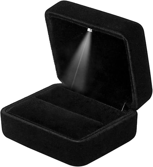 Velvet Ring Box with LED Light Jewelry Display Gift Box for Proposal,Engagement, Wedding